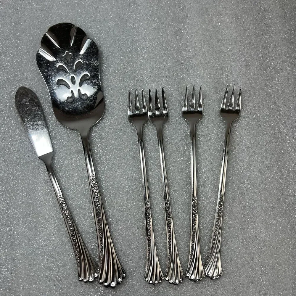4 Oneida SPRING GLEN Stainless Cocktail Fork 1 Butter Knife 1 Pie Server Mix Lot